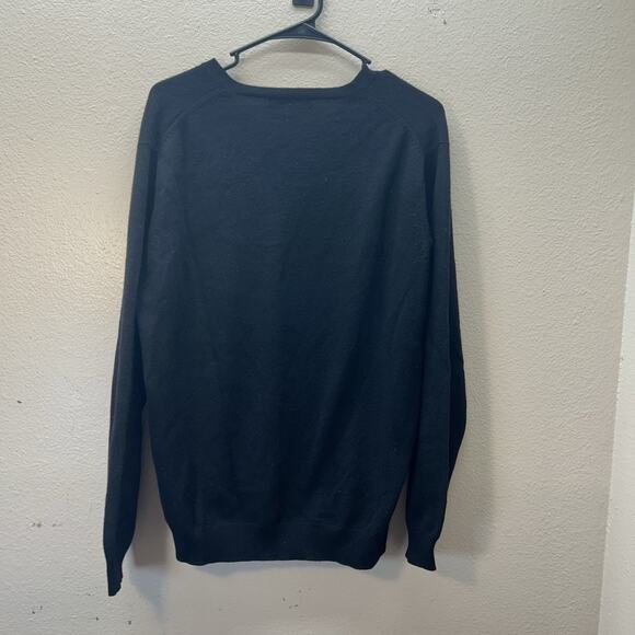 Glen Lyon 100% Cashmere V-Neck Sweater Men Size M Black Preppy Vintage Knit - Picture 3 of 5